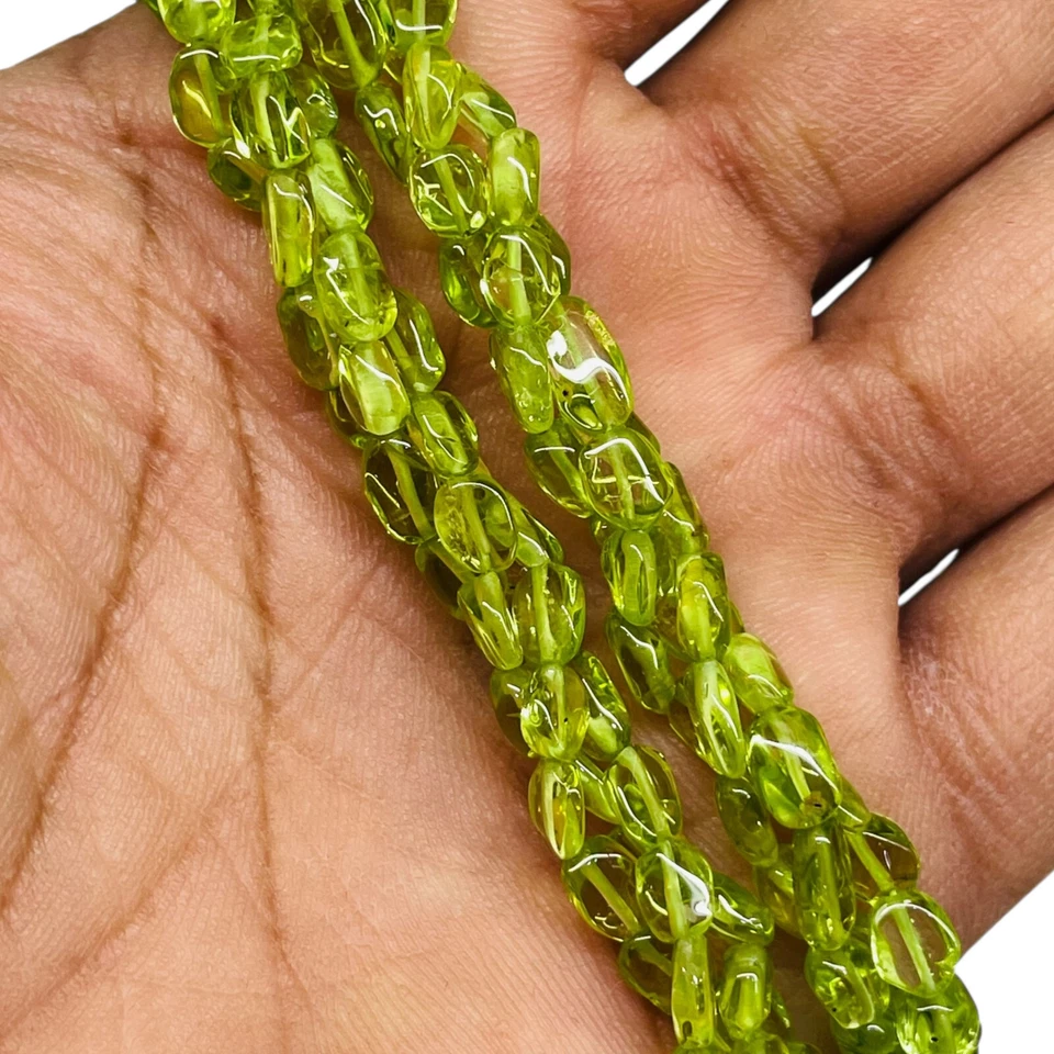 3 Rows Natural Peridot Necklace Oval Beads 925 Silver Clasp Lemon Quartz Pendant - Image 2 of 4