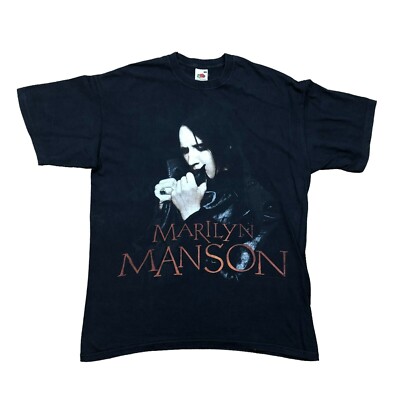 Vintage Marilyn Manson Shirt Jersey Tee Band Rare Over Print Black