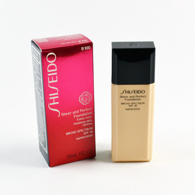 Shiseido Sheer & Perfect Foundation SPF18 B100 / B 100 Very Deep Beige - 30mL