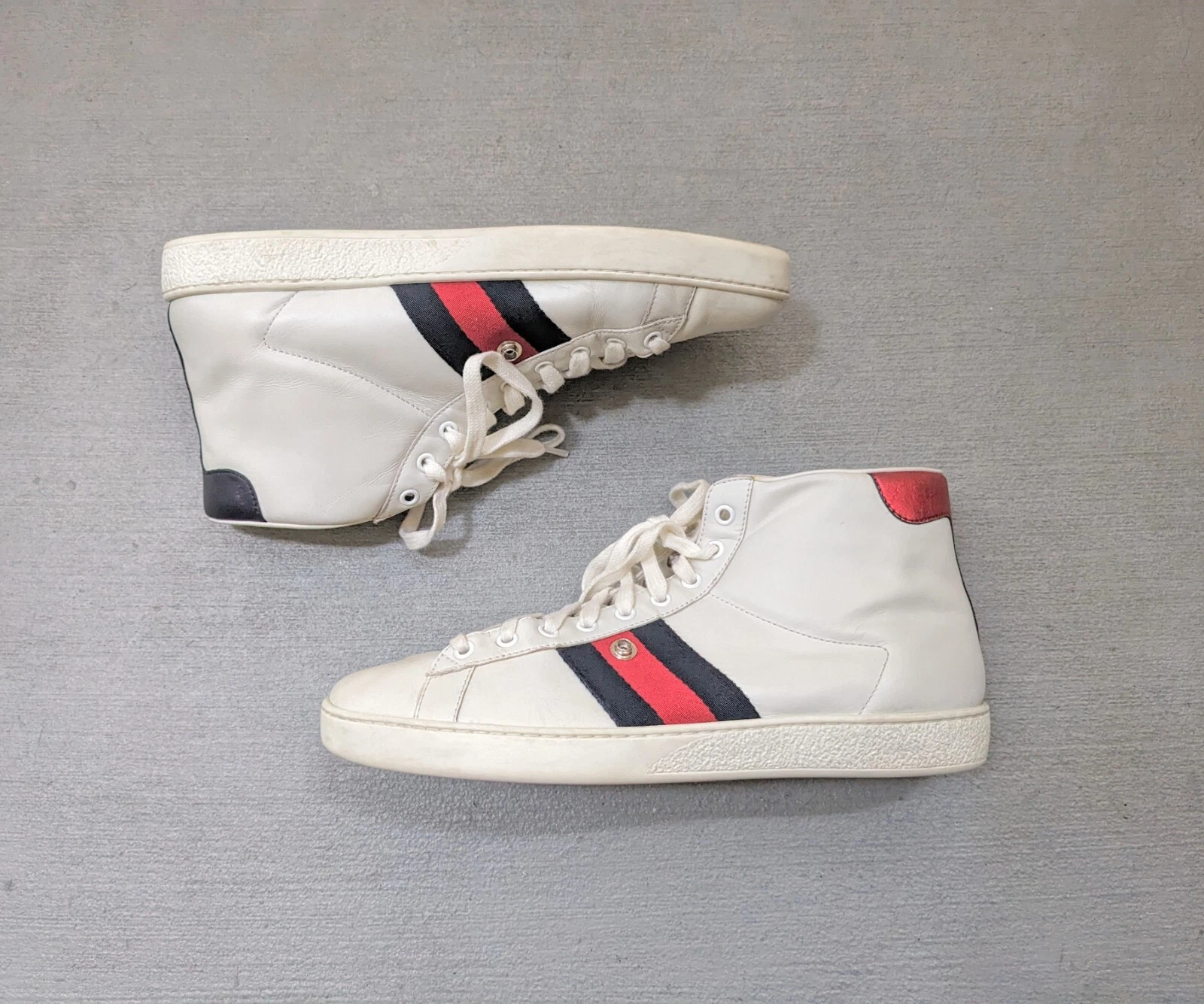 Gucci Ace Baskets Homme 9 Cuir Blanc 503002 Chaussures Hauts Italie