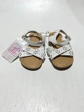 Swiggles Toddler Girl's Sandals Size 8 White Summer Dressy Casual Shoes Flat