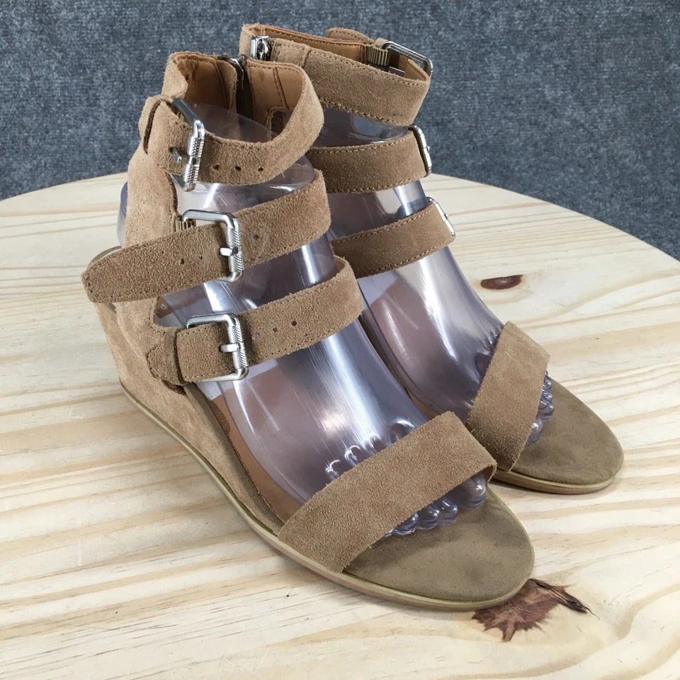 Sandalias Dolce Vita Mujer 8 Gladiador Beige Gamuza Cuña Cremallera Lateral Hebilla Informales Foto 3 de 4