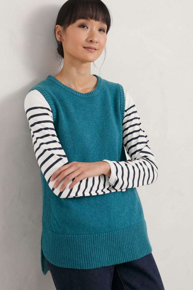 Seasalt Women's Vest teal Coupling Knitted Vest Regular Atlantic
