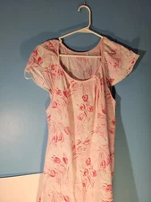 Womens Pink Floral Short Sleeve Robe Size M