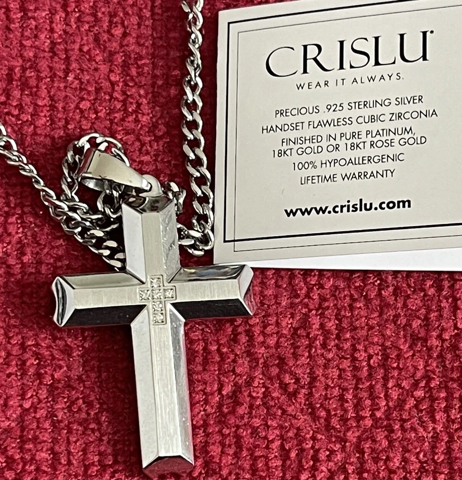 CRISLU Cruz Plata Esterlina Circonita Cúbica Cruz Festoneada Colgante 179$ Foto 4 de 4