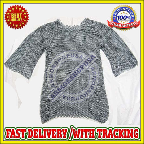Medieval Aluminium Chainmail Shirt Butted Chain mail Armor Costume reenactment
