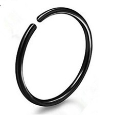 5 Five Black Surgical Stainless Steel Nose Ring Hoop 9mm 22 Gauge