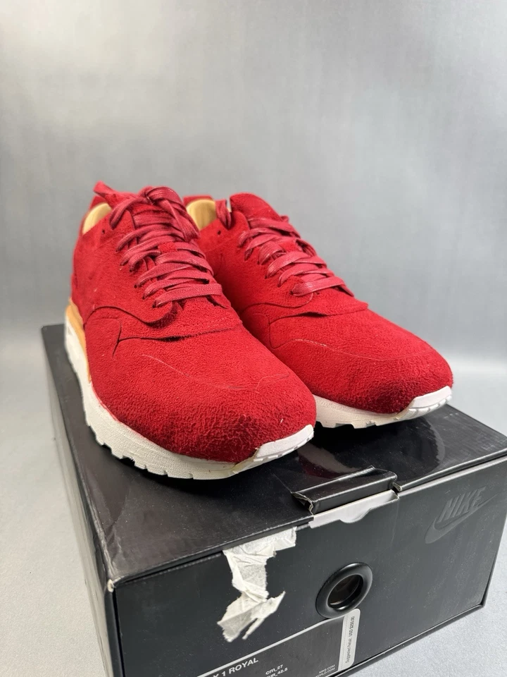 Nike Lab Air Max 1 Cuero Rojo Real Para Hombre Talla 9 Nuevo de Lote Antiguo Raro Foto 3 de 4