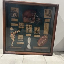 Vintage Wood Football Shadow Box Sammy Baugh Don Hutson Jim Thorpe Marion Motley