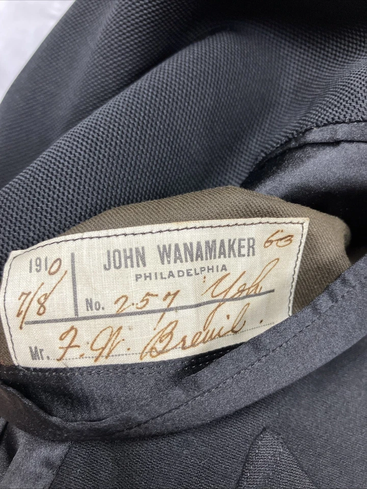Raro 38 Wanamaker Juego 1910 Colas Chaleco Chaqueta Eduardiano 3 Piezas Esmoquin Boda Foto 4 de 4