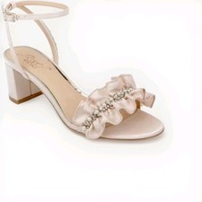 Jewel Badgley Mischka Women's Desirie Rhinestones Block Heel Evening Sandals 9