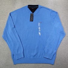 Tommy Hilfiger Sweater Mens Large Blue V Neck Lightweight Logo NWT