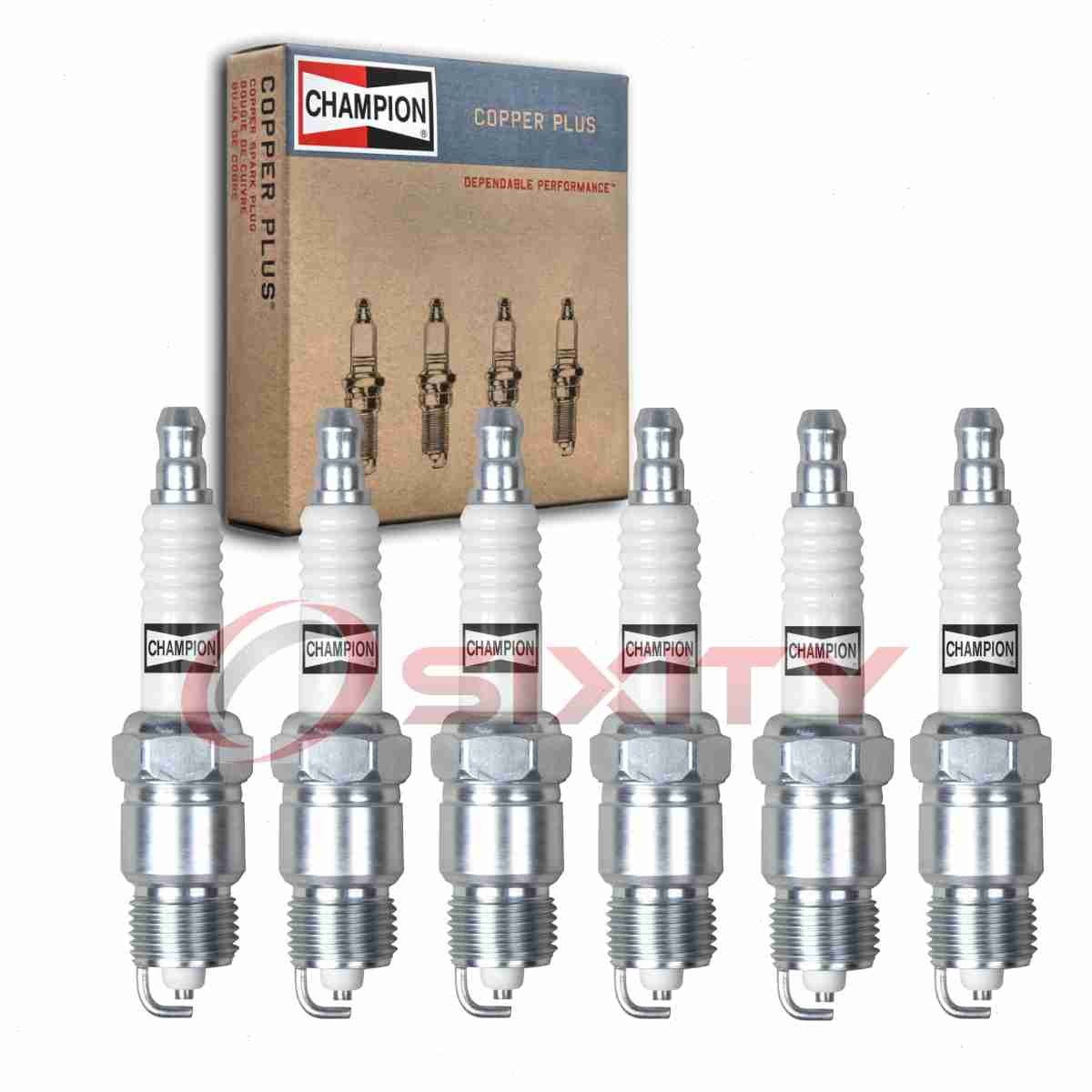 6 pc Champion Copper Plus Spark Plugs for 1975-1987 Dodge D100 3.7L L6 ys