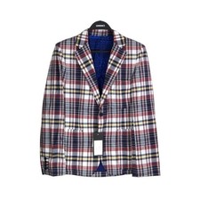 Phenomenon Madras Check Frilly Jacket ILLKLT-254 Size M Blue Cotton/Cupro