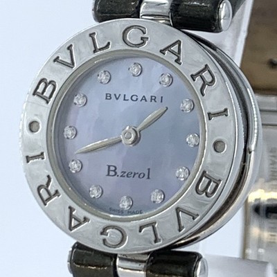BVLGARI B.zero1 BZ22S Quartz 12 Diamond Shell Dial Enamel Strap Wristｗatch 3ATM