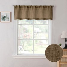 Linen Valance Bedroom Rod Pocket Semi Sheer Curtain Valances Burlap Light Fil...
