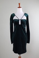 ZARA NWT Solid Green Velvet Cut Out Stretch Fitted Mini Dress Size Medium