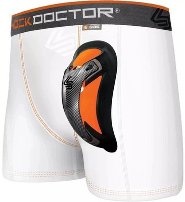 Shock Doctor Ultra Pro Boxer Compression Shorts Ultra Carbon FlexCup -White-LG