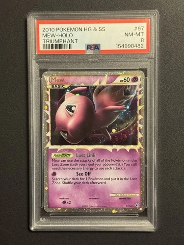 Pokemon Mew Prime Holo Triumphant 97/102 Heart Gold Soul Silver 2010 PSA 8 NM-MT