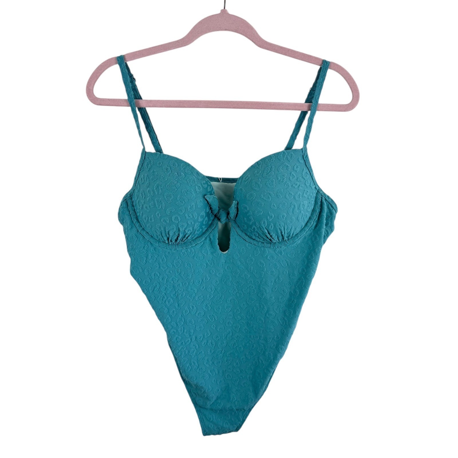 CUPSHE NWT Wild Romance Teal Leopard Textured One Piece Swimsuit Women's Size XL