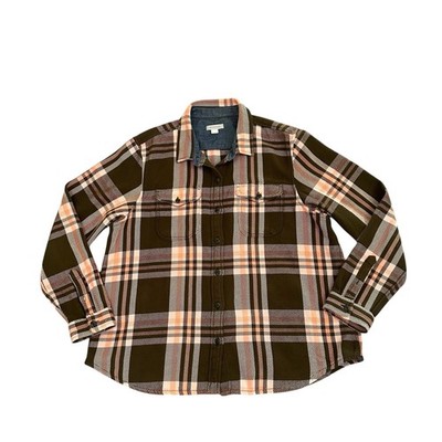 Outerknown Blanket Shirt Mens XL Brown Plaid Heavy Flannel Long Sleeve Button Up