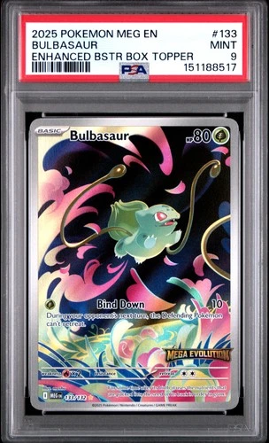 2025 POKEMON MEG EN-MEGA EVOLUTION ENHANCED BOOSTER BOX TOPPER BULBASAUR PSA 9