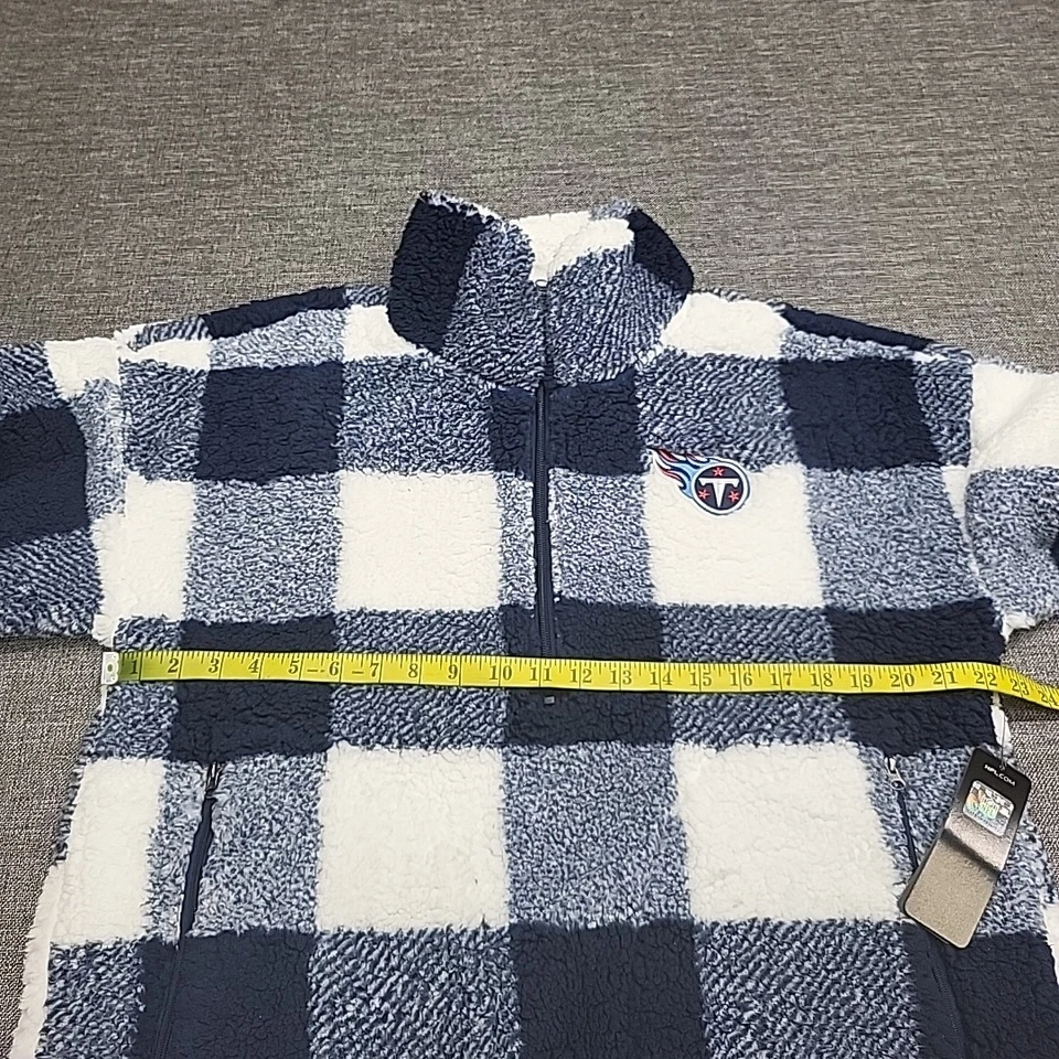 Tennessee Titans NFL Womens Buffalo Plaid Half Zip Pullover Large Size - Image 2 of 4