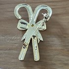 Vintage AAi Candy Cane Holiday Christmas Brooch Pin Gold Tone Whimsical 2 1/4” — photo 7