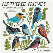 Feathered Friends 2026 Wall Calendar: Watercolor Bird Illustrations [Blank book]