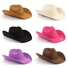 Suede Western Wide Brim Cowboy Hat for Women Men Classic Fedora Hat Couple Hat