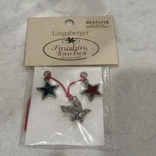 Longaberger Homestead Danforth Fine Pewter Stars Eagle Tie On - NIB