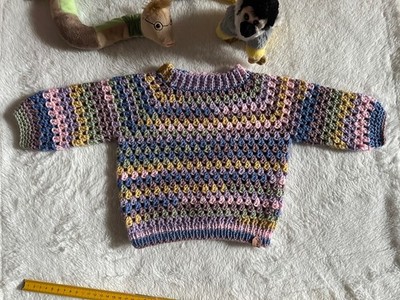 Handmade, Baby Häckel Pulli Größe 74/80.  Verwende Deutsche Marken Wolle Gründl