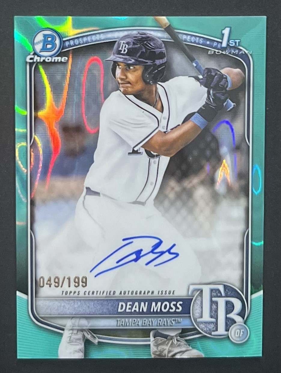 2025 Bowman Draft Dean Moss 1st Chrome Aqua Lava Refractor On Card Auto #49/199