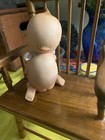 Vintage  Lefton Bisque Kewpie Doll Piano baby 4"x2"  Blue Angel wings — photo 2