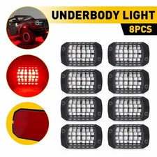 8Pods Waterproof LED Underglow Underbody Glow Lamp Pure Red LED Rock Lights EXD