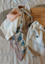 VINTAGE lot of 5 real silk hankerchiefs and real silk scarves