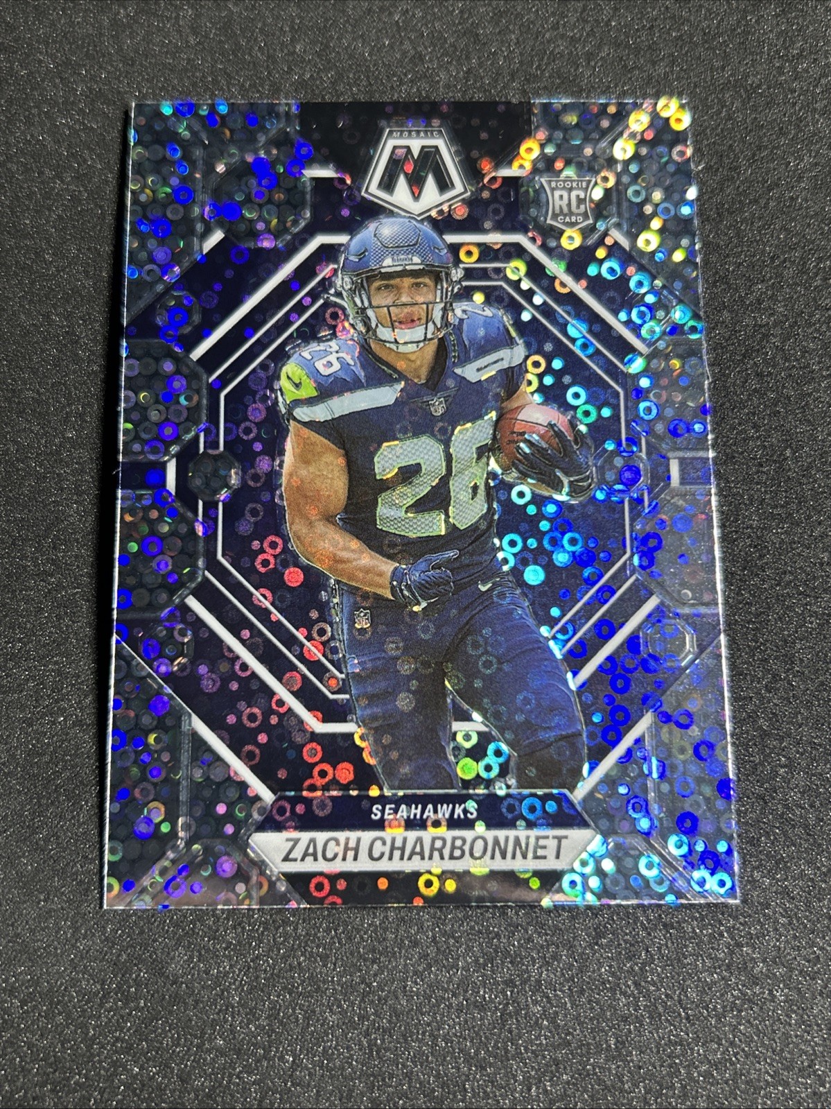 2023 Panini Mosaic Rookies No Huddle Silver Prizm Zach Charbonnet #379 Rookie RC