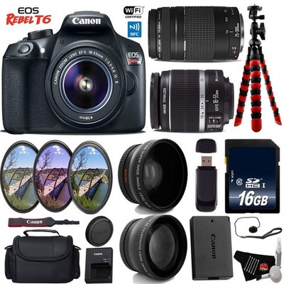 Canon EOS Rebel T6 DSLR Camera 18-55mm Lens & 75-300mm Lens Starter Package