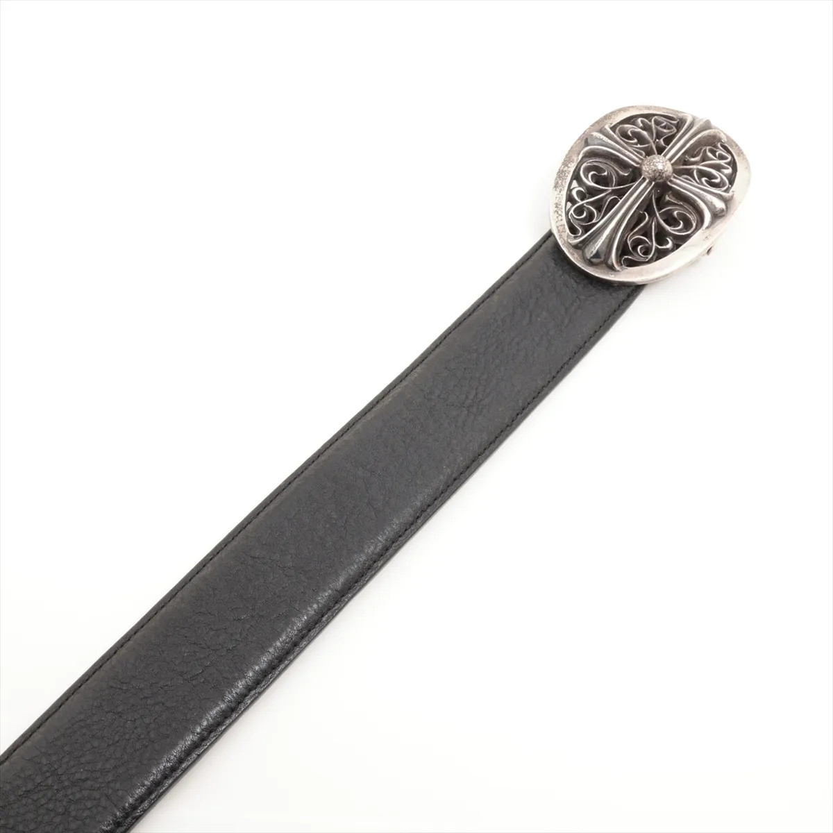 Chrome Hearts Classic Oval Cross Buckle Belt Leather & 925 size 34 black x silve thumbnail 2
