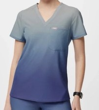 Figs Catarina Ombre Ocean Mist One-Pocket Scrub Top Women s XL