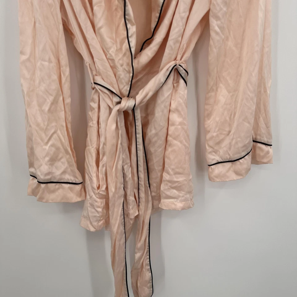 Agent Provocateur Robe Womens 4 Pink 100% Silk Satin Monogram AP Embroidered - Image 4 of 4