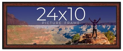 24x10 Frame Executive Brown Round Mahogany Finish Solid Wood Picture Frame | 1.2