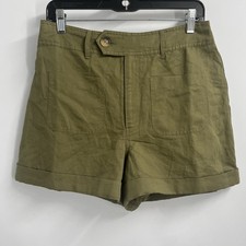 Vineyard Vines Women's 3" Patch Pocket Linen Blend Green Shorts Size 4