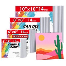 Small Canvas Boards for Kids Painting 56Pcs of 5x5, 6x6, 8x8, 10x10 inch Flat...