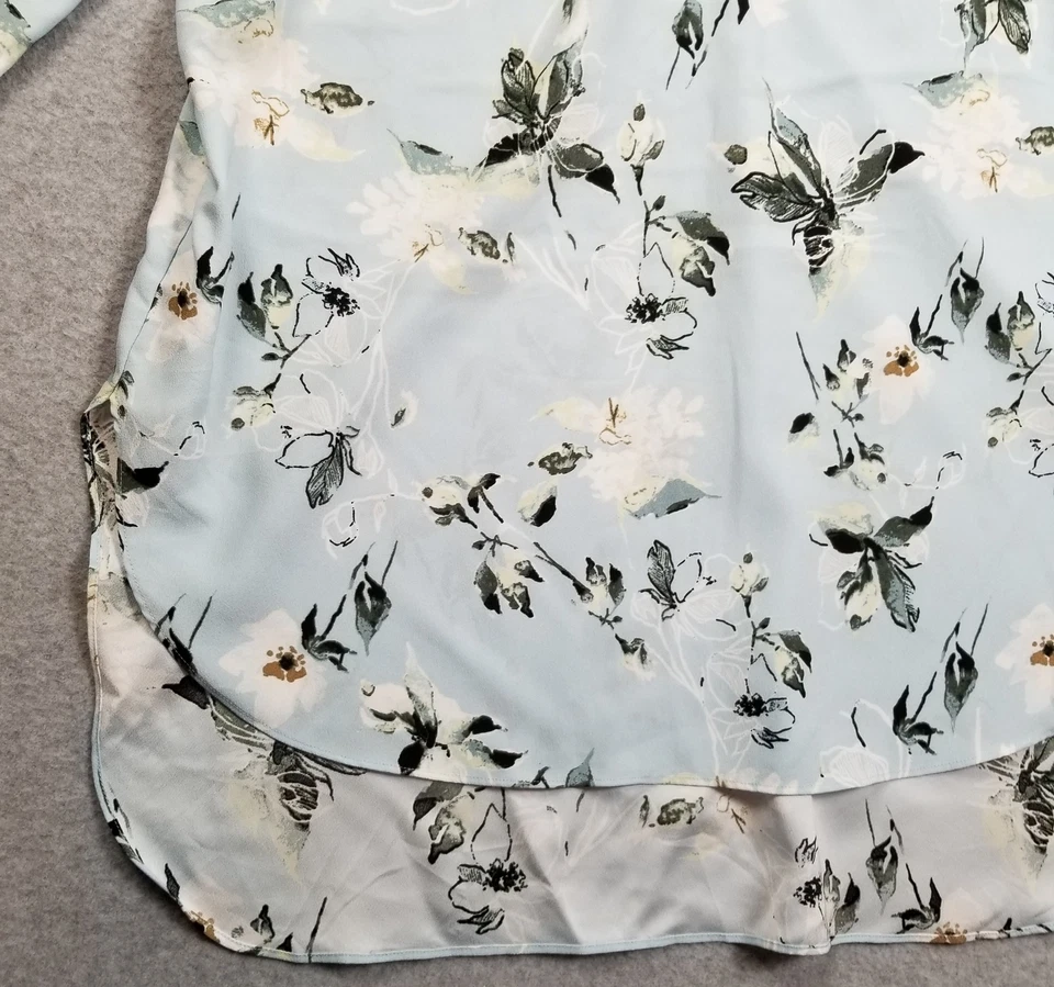 Blusa túnica Nordstrom para mujer mediana M azul verde blanco floral manga larga Foto 4 de 4