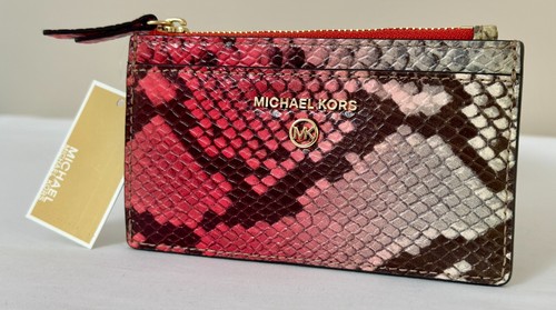 MICHAEL KORS MK JET SET CHARM SMALL SLIM CARD CASE LEATHER WALLET IN DAHLIA $98 - Picture 4 of 8