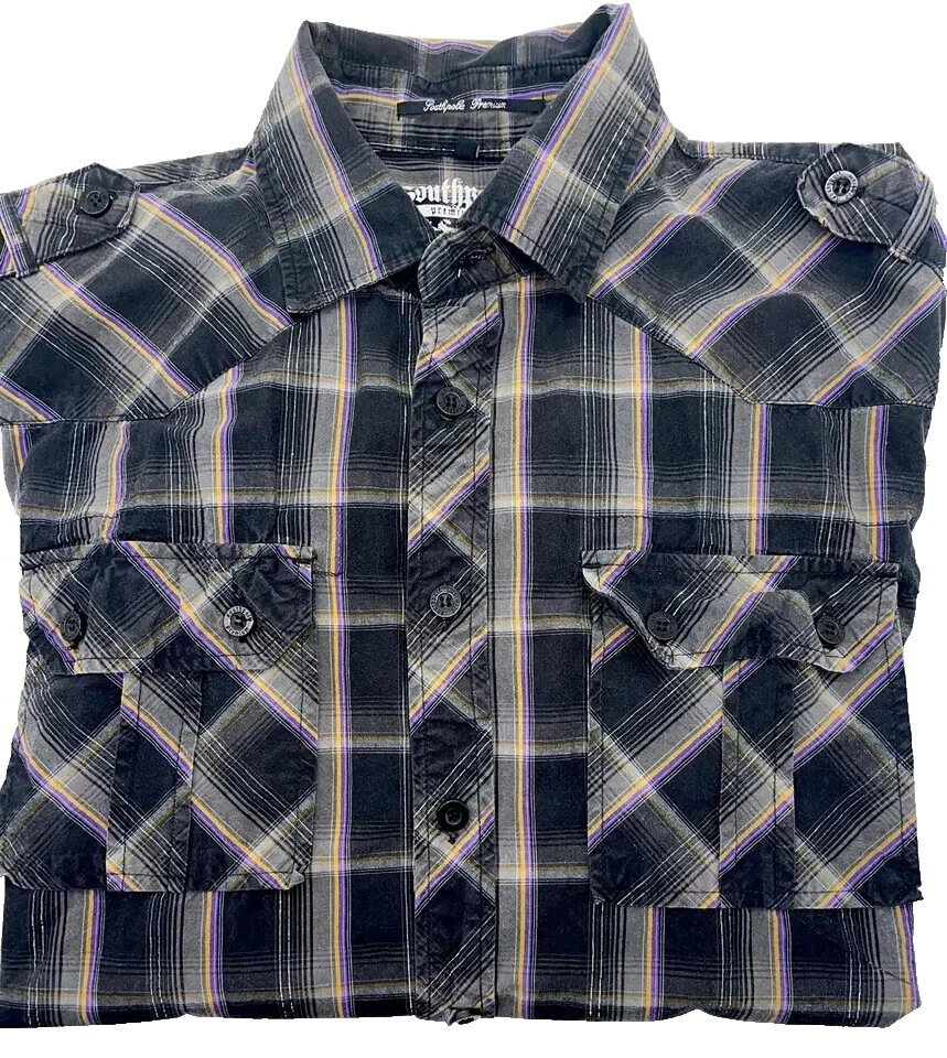 Camisas masculinas casuais geométricas de algodão com botões Southpole