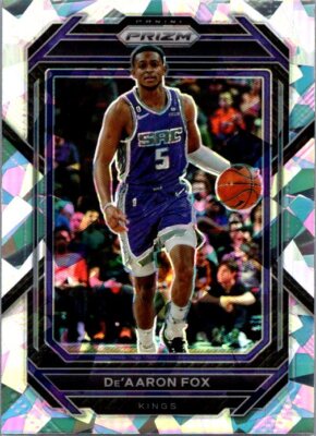 2022-23 Panini Prizm De'Aaron Fox Card #118 silver Ice Sacramento