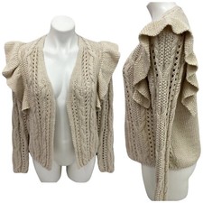 Universal Thread Cardigan Women XS Sweater Crochet Ruffle Cottagecore Prairie