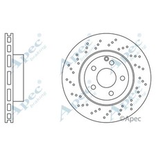2x Brake Discs Vented Grooved For Mercedes SL R230 350 Apec Red Front 2304210412